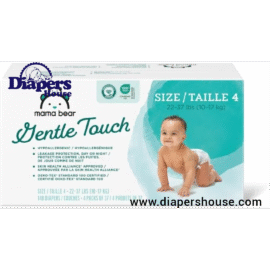 Mama Bear Soft Touch Baby Diapers – Hypoallergenic, Size 4 (22-37 lbs), 148 Count (4 Packs of 37), White – Gentle Care for Sensitive Skin