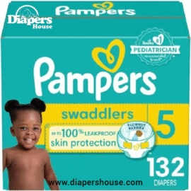Pampers Swaddlers Size 5 Baby Diapers – 132 Count, One-Month Supply of Ultra-Soft, Disposable Diapers for Comfort & Protection