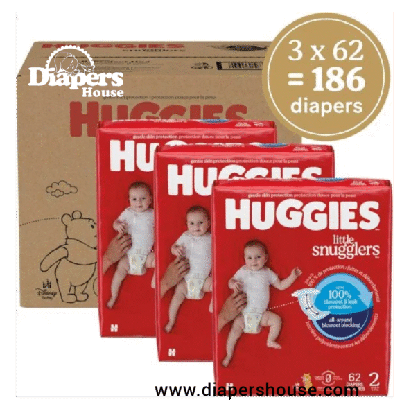 Huggies Little Snugglers Diapers, Size 2 for Babies 12–18 lbs, 186 Count (3 Packs of 62) – Packaging May Differ - Image 2