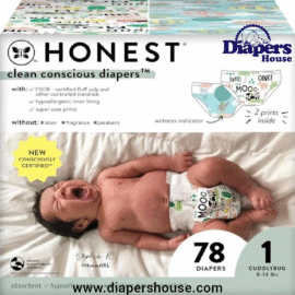 The Honest Company Clean Conscious Diapers, Size 1 (8-14 lbs), 78-Count – Hypoallergenic & Fragrance-Free with Gender-Neutral Prints