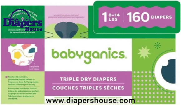 Babyganics Diapers – Size 1, 160 Count – Breathable Disposable Diapers with Triple Dry Protection