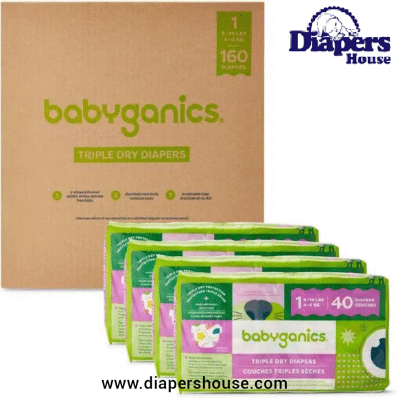 Babyganics Diapers – Size 1, 160 Count – Breathable Disposable Diapers with Triple Dry Protection - Image 3