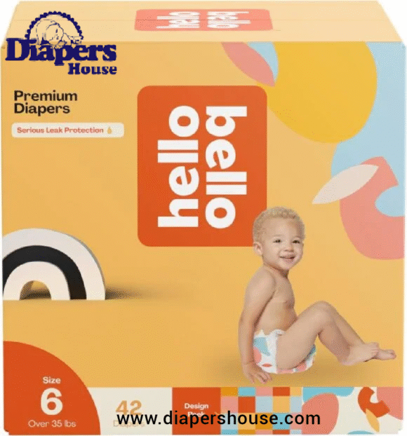 Hello Bello Size 6 Premium Diapers, 42-Count Club Box - Hypoallergenic, Extra Absorbent, Honeysuckle Print"