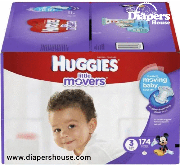 HUGGIES Little Movers Diapers, Size 3 (16-28 lbs.), 174-Count Value Pack – Active Fit for Babies (Packaging May Vary)"