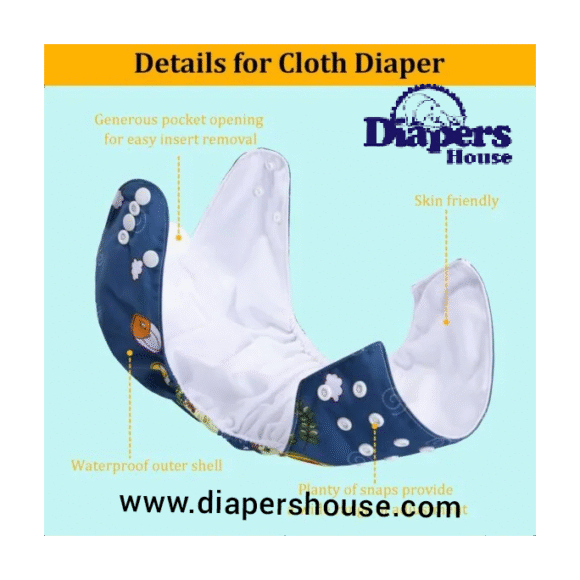 babygoal Reusable Pocket Diapers – 6 Washable Covers with 10 Soft Inserts (Microfiber & Bamboo), One-Size Fit for Boys, Designed for Comfort & Dryness - Image 3