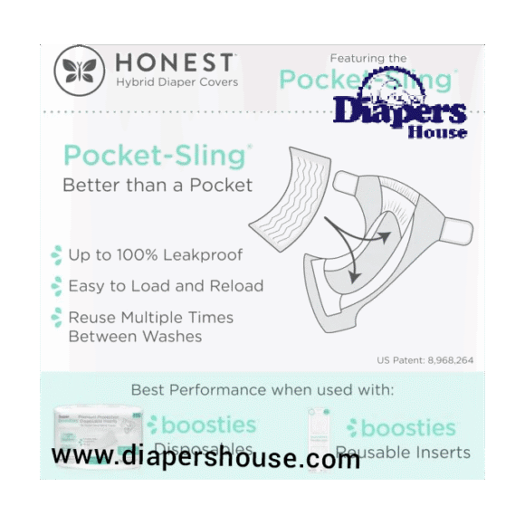 Honest Reusable Hybrid Diaper Covers with Pocket-Sling, Size Large (22–40 lbs) – 3-Pack Cotton Muslin, Leak-Resistant Design for Day & Night, Compatible with Boosties Inserts - Image 3