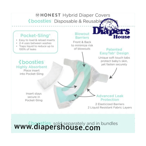 Honest Reusable Hybrid Diaper Covers with Pocket-Sling, Size Large (22–40 lbs) – 3-Pack Cotton Muslin, Leak-Resistant Design for Day & Night, Compatible with Boosties Inserts - Image 4