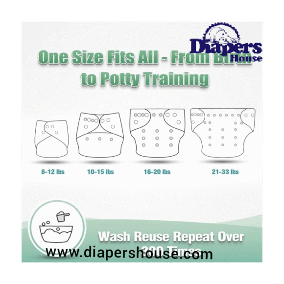 Wegreeco Adjustable Cloth Diaper Kit – 6-Pack with 6 Inserts and Wet Bag, Reusable One-Size Diapers for Babies (Floral Pattern) - Image 3