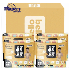 Hello Bello Size 6 Diapers, 68-Count Value Pack – Extra-Absorbent, Hypoallergenic, Eco-Friendly with Snug Fit and Sunnyside Up Design