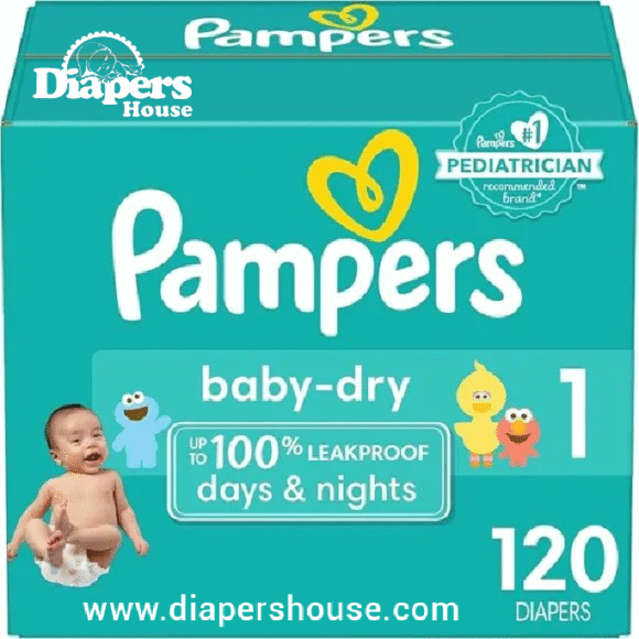 Pampers Baby-Dry Disposable Diapers – Size 1, 120-Pack, Long-Lasting Absorbency for Newborns