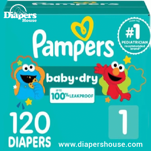 Pampers Baby Dry Diapers, Size 1 (120 Count) – Long-Lasting Absorbent Disposable Diapers for Infants (Packaging May Vary)